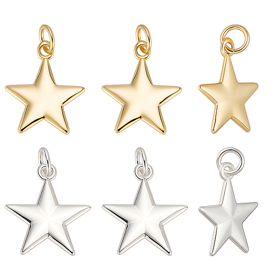 12 шт. 2 цвета латунные подвески, с прыжковых колец, долговечный, звезда