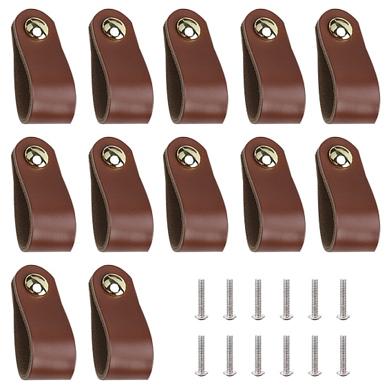 12 Sets Leather Handle, Jewelry Box Accessories, with Aluminum Screws