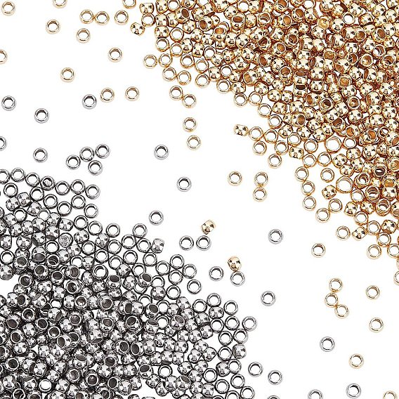 1000Pcs 2 Colors 304 Stainless Steel Spacer Beads, Rondelle