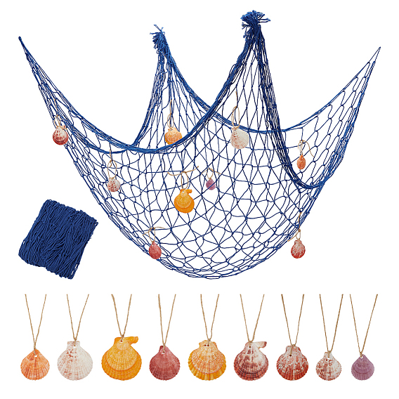Хлопковая рыболовная сеть, декоративная подвеска с натуральными ракушками и джутовым шнуром, для украшения стен в домашней спальне