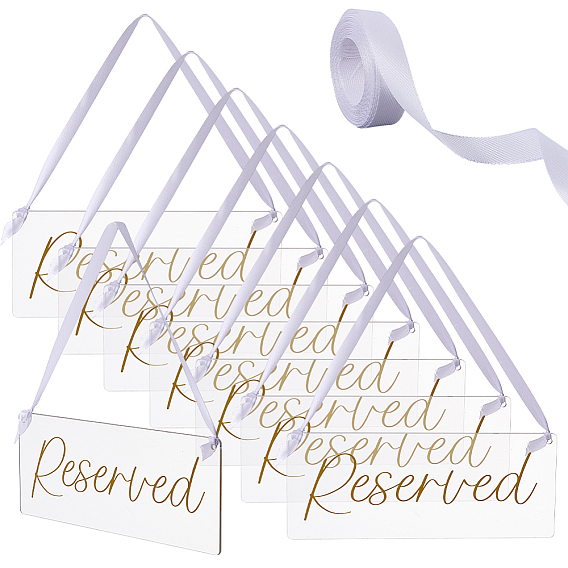 8шт. акриловые подвесные таблички, с 6.25 ярдами белой односторонней атласной ленты