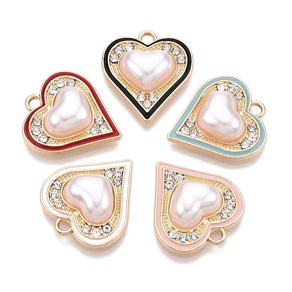 Подвески из сплава со стразами, с абс пластмассовой имитационной жемчужиной, сердце