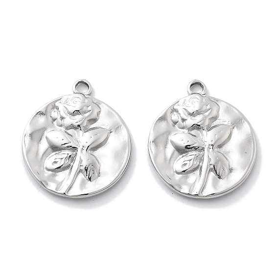 304 подвески из нержавеющей стали, плоская круглая с подвеской в виде цветка