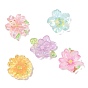 Transparent Resin Cabochons, Flower, with Glitter Powder