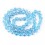 Transparent Electroplate Glass Beads Strands, AB Color Plated, Faceted Round