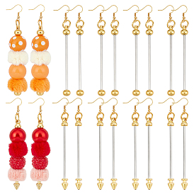 10 Pairs 2 Styles Brass with Iron & Alloy Bar Beadable Hoop Earring Findings