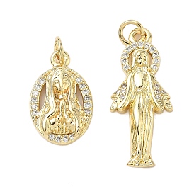 Латунные микро проложить кубического циркония подвески, Дева Мария, стойки покрытие, долговечный, без свинца и без кадмия, с целью перехода в кольце