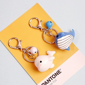 Cute Dolphin and Blue Whale 3D Keychain with Bell for Bags, Gifts