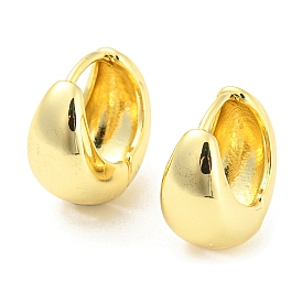 Brass Plain Dome Thick Hoop Earrings for Women