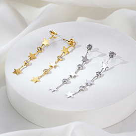 Серьги-гвоздики с кисточками из нержавеющей стали