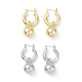 Brass Round Ball Dangle Hoop Earrings for Women