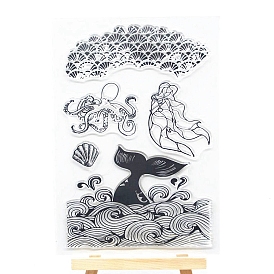 Octopus & Mermaid Clear Silicone Stamps, for DIY Scrapbooking, Photo Album Decorative, Cards Making
