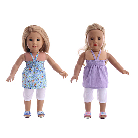 Two Piece Summer Cloth Doll Outfits, Casual Wear Clothes Set, for 18 inch Girl Doll Dressing Accessories