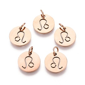 304 подвески из нержавеющей стали, плоский круглый с созвездием / знак зодиака