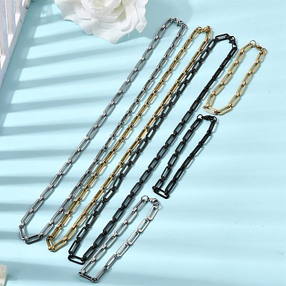 304 Наборы украшений из скрепок из нержавеющей стали: браслет и ожерелье., с карабин-лобстерами 