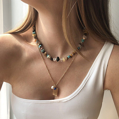 Bohemian-style Multicolored Crystal Necklace for Women, Perfect for Summer Vacation and Retro Fashion