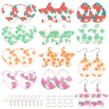 Наборы для изготовления сережек diy, в том числе 24 шт 12 подвески из ацетата целлюлозы (смолы), 24 шт. Железные крючки для сережек и 30 шт. Прыжковые кольца