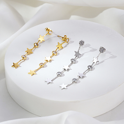 Серьги-гвоздики с кисточками из нержавеющей стали