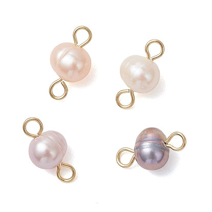 Подвески-коннекторы для картофеля с натуральным культивированным пресноводным жемчугом, с 304 двойными петлями из нержавеющей стали, золотые, смешанные окрашенные и неокрашенные