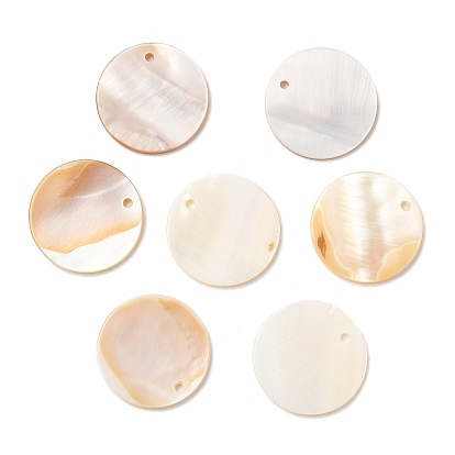 Подвески из натурального белого жемчуга, плоско-круглые, 20x2 мм, отверстие : 2 мм
