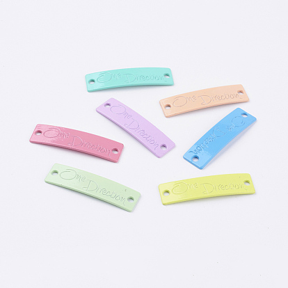 Personalized Connector for Bracelet Making, Spray Painted Alloy Links/Connectors, Cadmium Free & Lead Free, Rectangle with Word One Direction, 39x11x2mm, Hole: 3mm