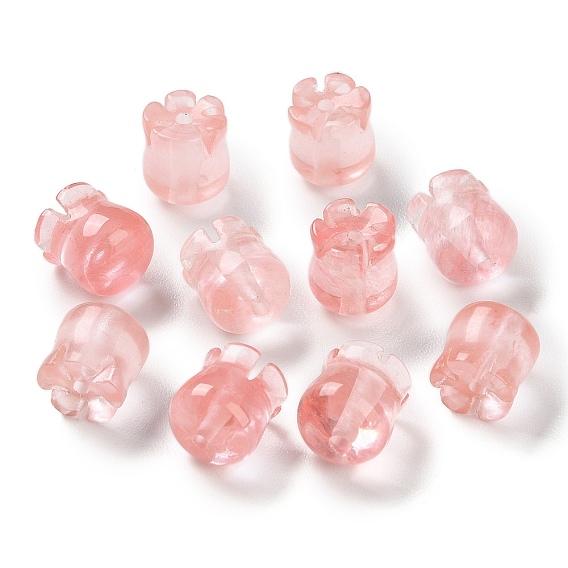 Cherry Quartz Glass Beads, Lily of The Valley