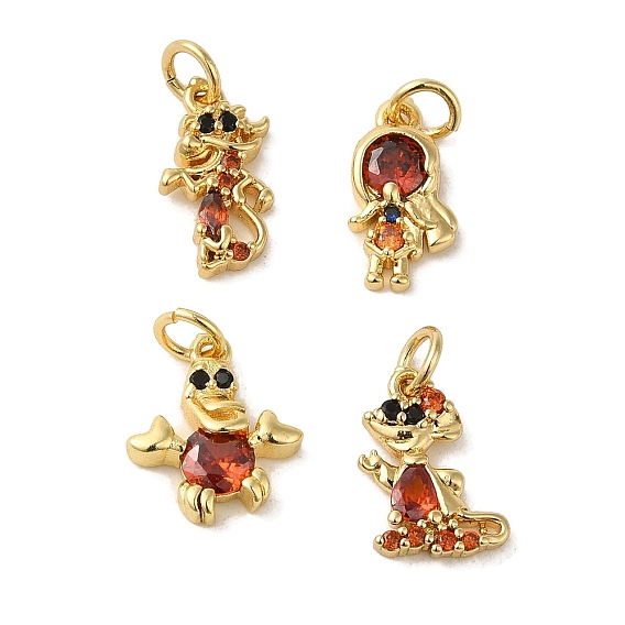 Кулоны из латуни с микропейвом и красным кубическим цирконием