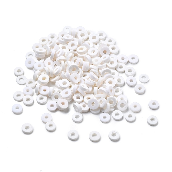 (Defective Closeout Sale: Yellowing), Handmade Polymer Clay Beads, Heishi Beads, for DIY Jewelry Crafts Supplies, Disc/Flat Round