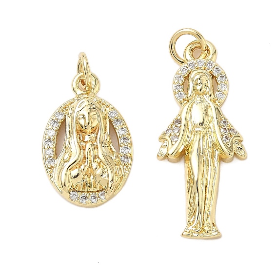 Латунные микро проложить кубического циркония подвески, Дева Мария, стойки покрытие, долговечный, без свинца и без кадмия, с целью перехода в кольце