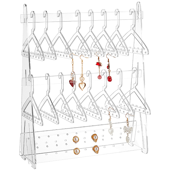 Акриловые подставки для сережек в форме вешалки, органайзер для сережек с 16шт. вешалками