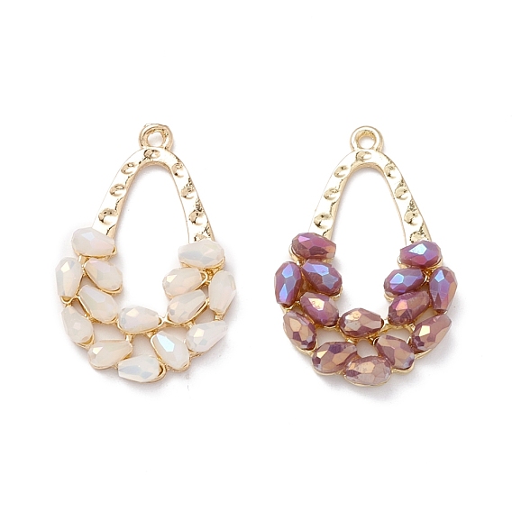 Plastic Pendants, with Alloy Findings, Teardrop, Light Gold