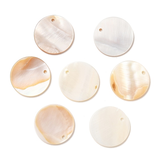 Подвески из натурального белого жемчуга, плоско-круглые, 20x2 мм, отверстие : 2 мм