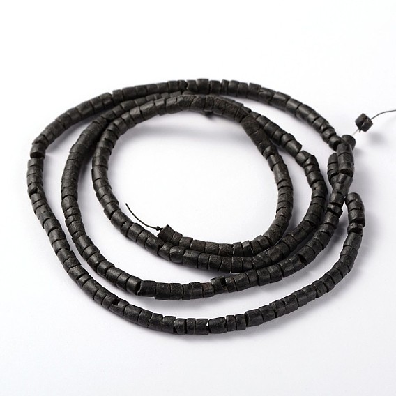 Natural Coconut Column Bead Strands, 5.5x2~4.5mm, Hole: 1mm, about 179pcs/strand, 23.2 inch