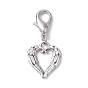 Valentine's Day Tibetan Style Alloy Pendant Decorations, with Zinc Alloy Lobster Claw Clasps, Heart