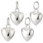 4 шт. 925 подвески из стерлингового серебра, подвески в виде пышных сердечек с кольцами для прыжков