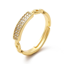 Clear Cubic Zirconia Rectangle Adjustable Ring, Brass Jewelry for Women