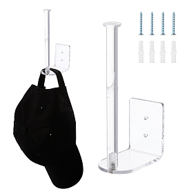 2Pcs Acrylic Wall Mount Hat Display Rack, Organizer Hangers