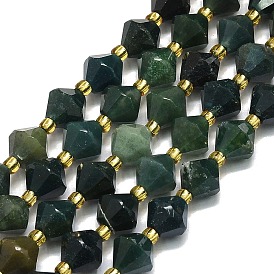Природные моховой агат бисер нитей, граненые, ромб