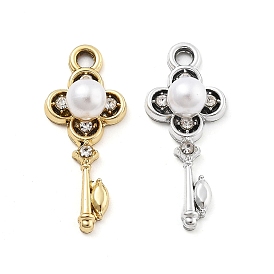 Подвески из сплава и страза, с пластмассовой жемчужиной abs, УФ-покрытием, ключ