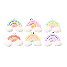 Непрозрачные подвески смолы, радуга, с платиновыми тоновыми железными петлями