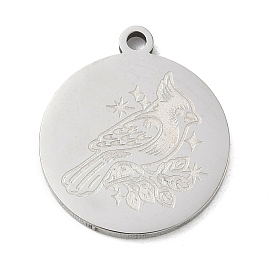 201 Stainless Steel Pendants, Flat Round Charms, Stainless Steel Color