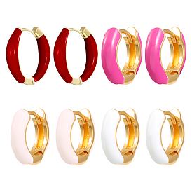 4 пары 4 цветные эмалевые серьги-кольца из сплава для женщин