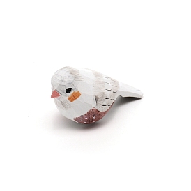 Wooden Cute Bird Carving Ornaments, with Cube, for Desktop Display Decoration