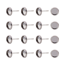 100 шт 304 детали серьги-гвоздики из нержавеющей стали, плоско-круглые