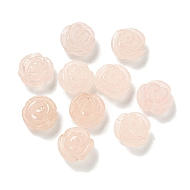 Perles de fleurs sculptées en quartz rose naturel, rose