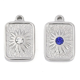 304 из нержавеющей стали горный хрусталь подвески, прямоугольник с солнечным шармом