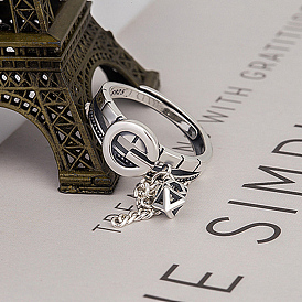 925 кольца из стерлингового серебра, регулируемые для женщин, античное серебро