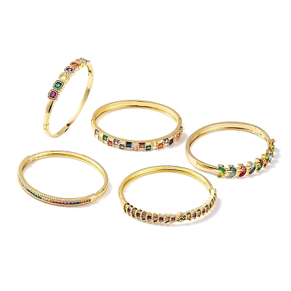 Женские шарнирные браслеты из латуни с разноцветными фианитами, реальный 18 k позолоченный