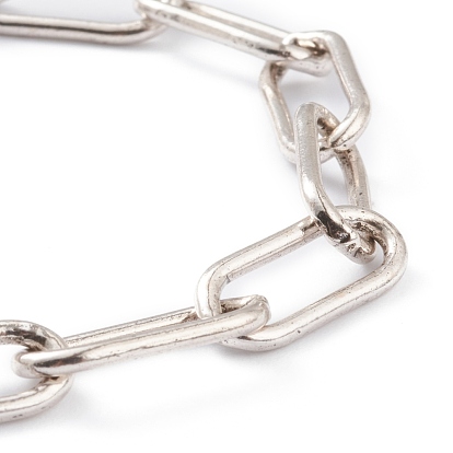 Brass Paperclip Chain Bracelets, with Lobster Claw Clasps, Long-Lasting Plated, Word Good Luck