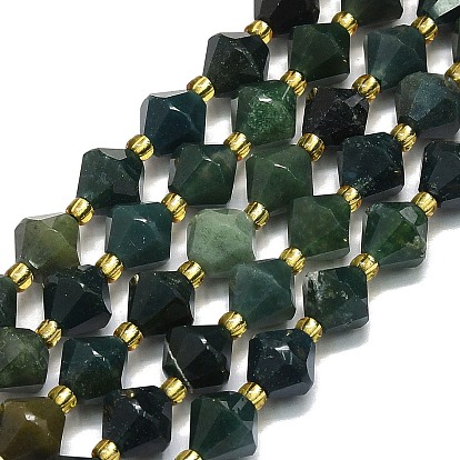 Природные моховой агат бисер нитей, граненые, ромб